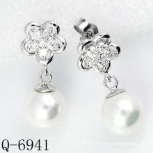 Neueste Styles Perlen Ohrringe 925 Silber (Q-6941)